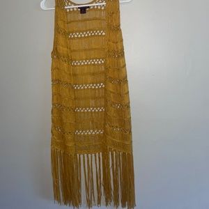 Boho crochet knit fringe vest